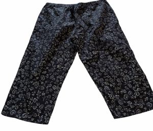 Fresh Produce 2X Lounge Pants Black Gray Floral Drawstring